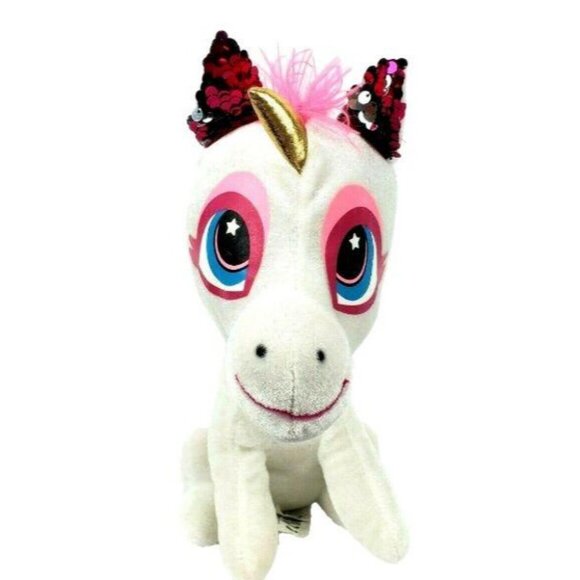 Classic Toy Company Unicorn Plush Gold Horn Pink Sparkly Ears Stuffed Animal - Picture 1 of 7
